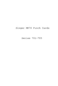 Silver Reed-Singer Standard Punchcards For Mk70