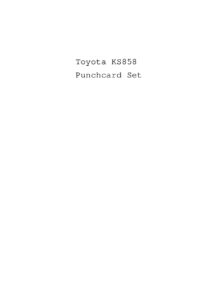 Toyota Ks858 Punchcard Set
