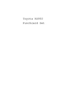 Toyota Ks950 Punchcard Set