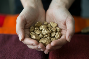 machine knitting golden nuggets